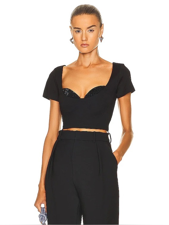 AREA Tops - NWT Area Crystal Cup Black T Shirt Top XS